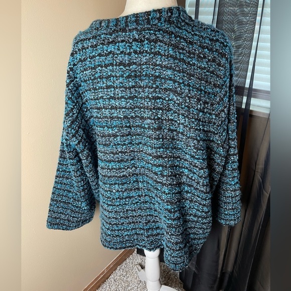 Apt. 9 Tweed Like Teal Black Blazer Cardigan Plus Size 3X - Picture 3 of 8